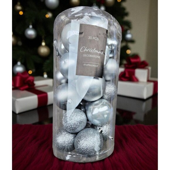 30 Pc Shatterproof Christmas Ornaments Assorted Finish Hanging Balls Choose Col - Picture 5 of 6